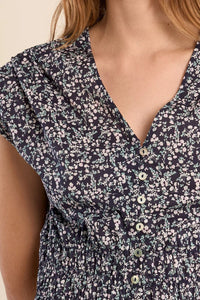 MIDI FLORAL DAISY DRESS-NAVY-MOLLY BRACKEN