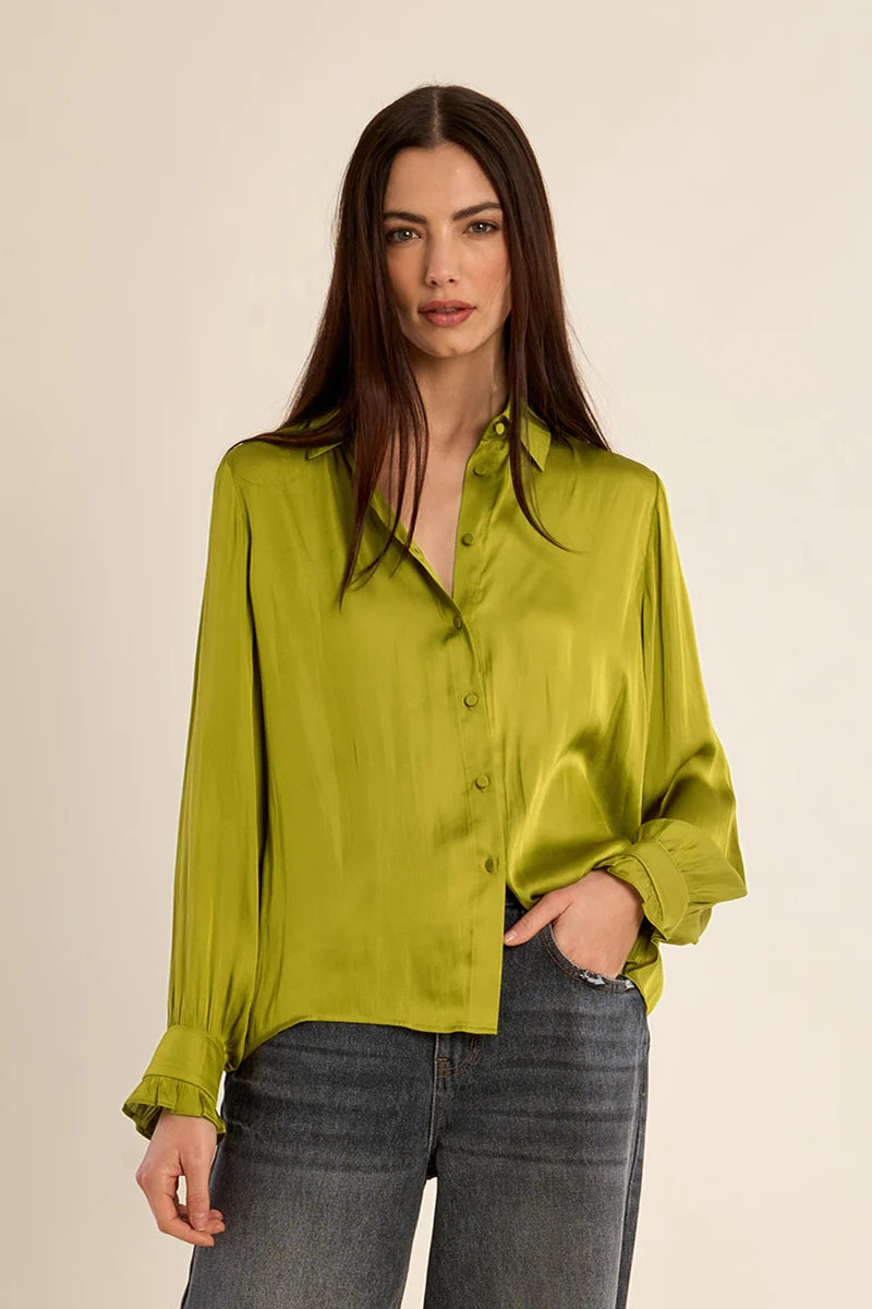 CLASSIC SATIN BLOUSE-LIME GREEN-MOLLY BRACKEN