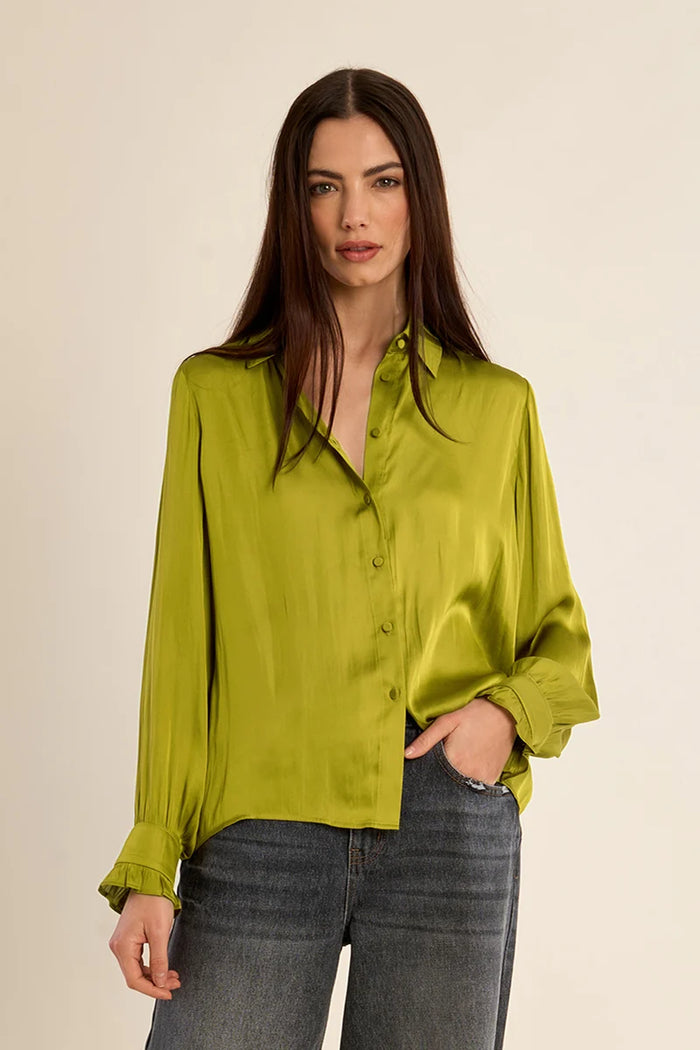CLASSIC SATIN BLOUSE-LIME GREEN-MOLLY BRACKEN
