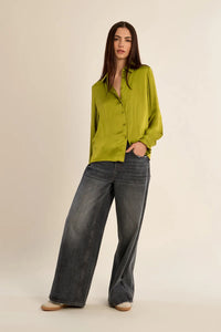 CLASSIC SATIN BLOUSE-LIME GREEN-MOLLY BRACKEN