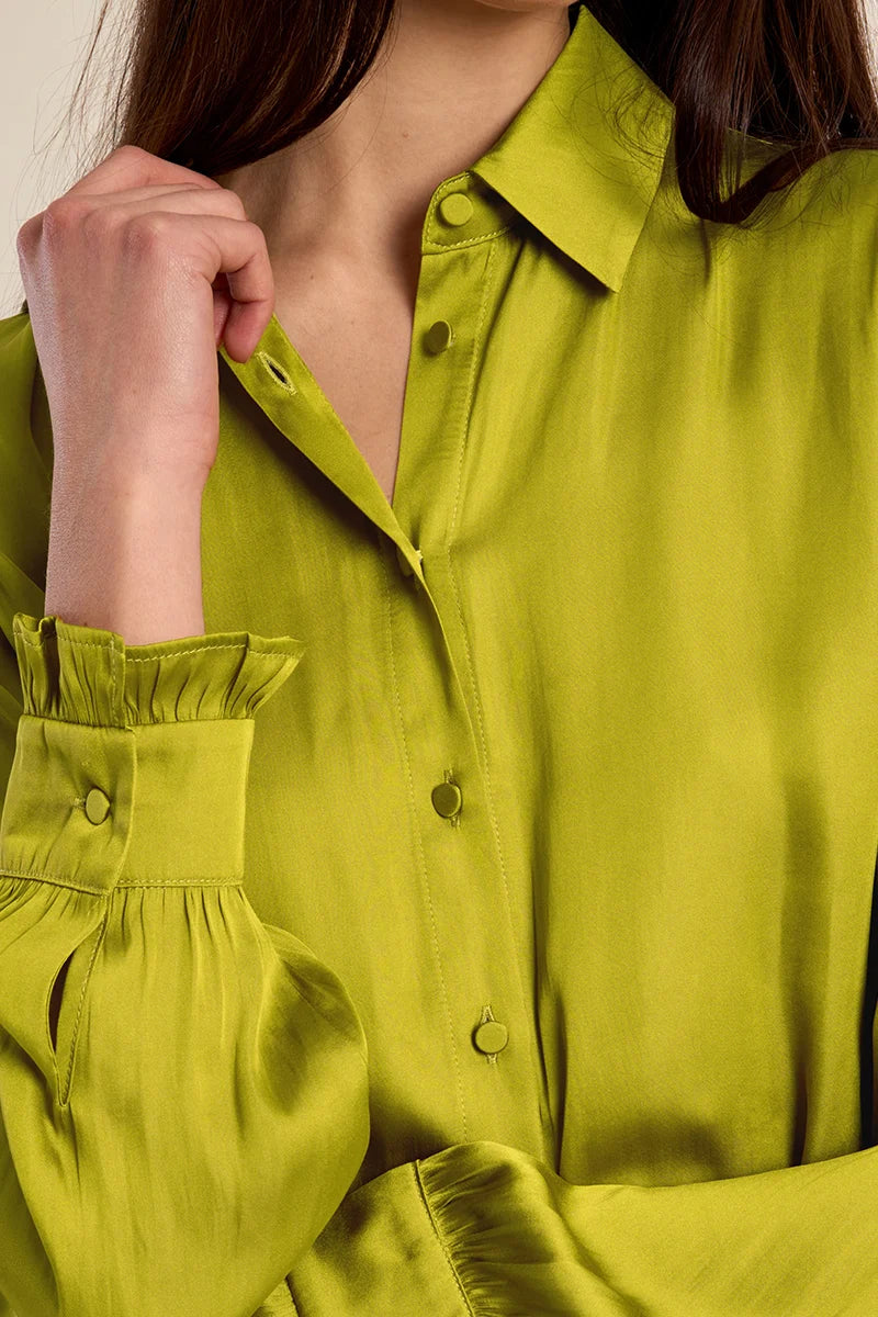 CLASSIC SATIN BLOUSE-LIME GREEN-MOLLY BRACKEN