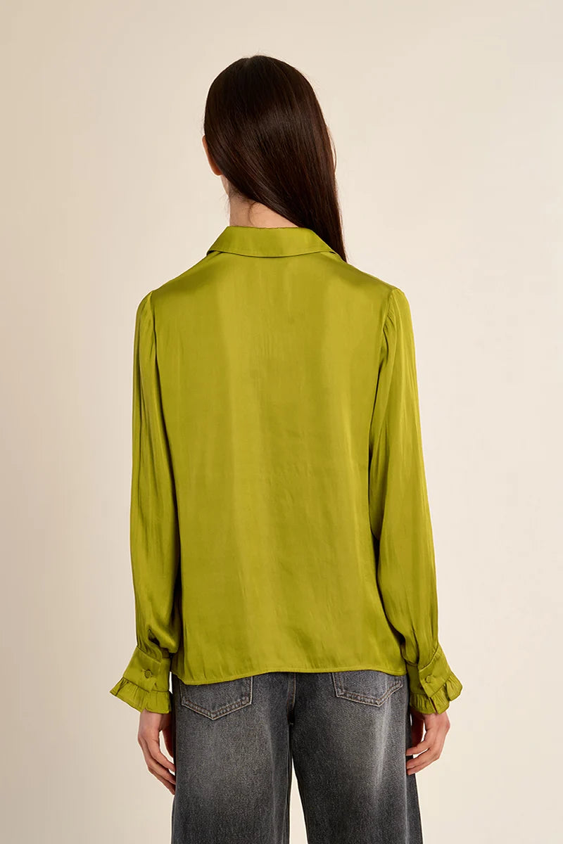 CLASSIC SATIN BLOUSE-LIME GREEN-MOLLY BRACKEN