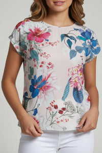 BLUSHING BOTANICA CAP SLEEVE SHELL-APNY
