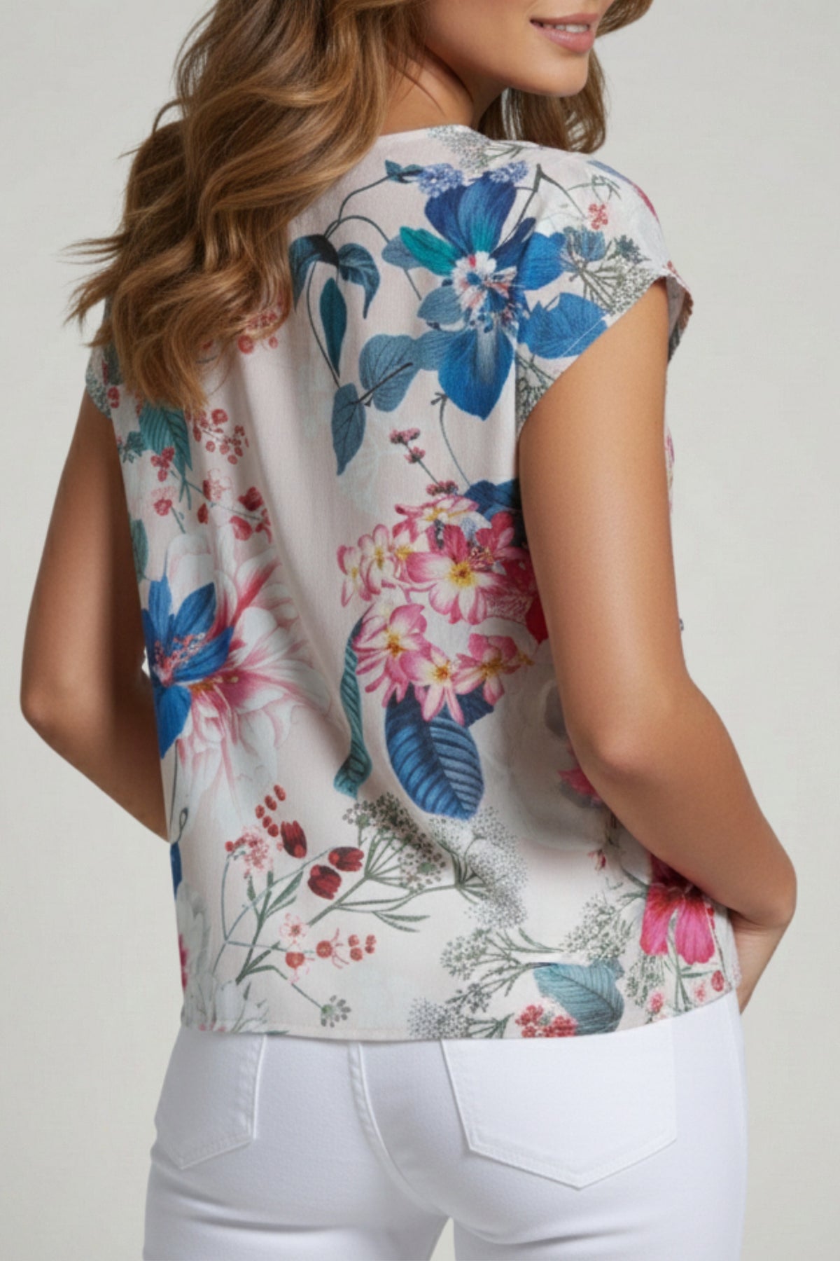 BLUSHING BOTANICA CAP SLEEVE SHELL-APNY