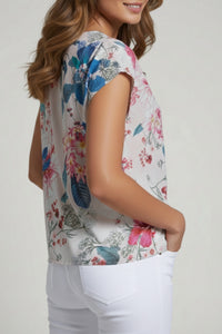 BLUSHING BOTANICA CAP SLEEVE SHELL-APNY