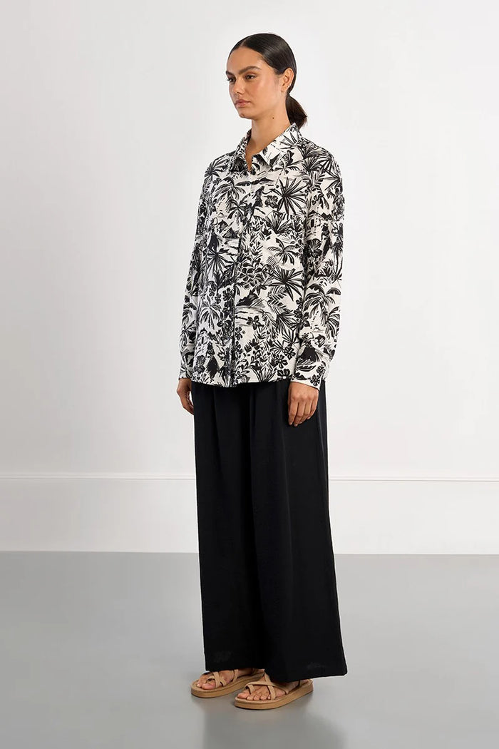 HAWAII PRINT BLK/WHITE BLOUSE-MOLLY BRACKEN