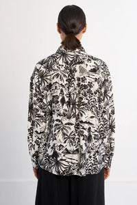 HAWAII PRINT BLK/WHITE BLOUSE-MOLLY BRACKEN
