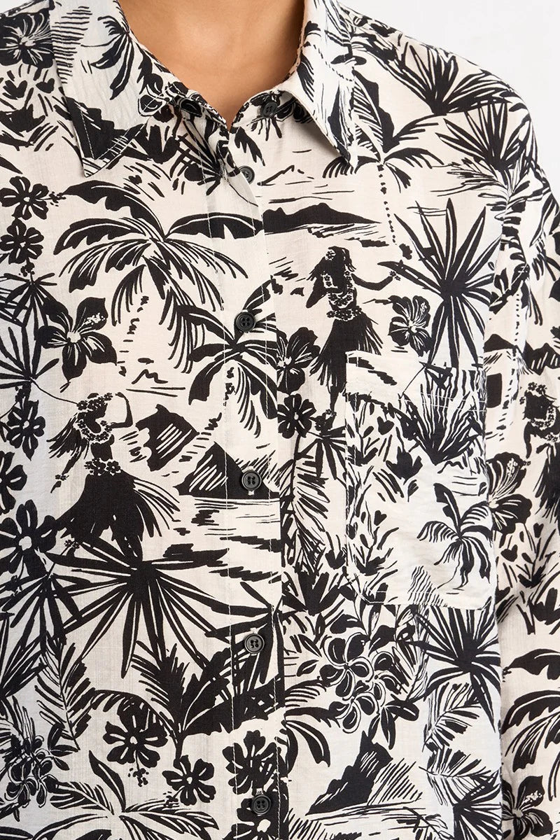 HAWAII PRINT BLK/WHITE BLOUSE-MOLLY BRACKEN