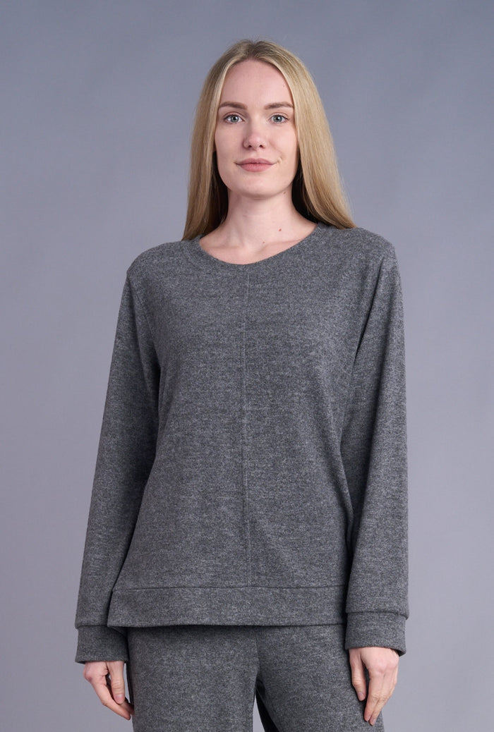 COZY SWEATER TOP-DARK GREY-SHANA