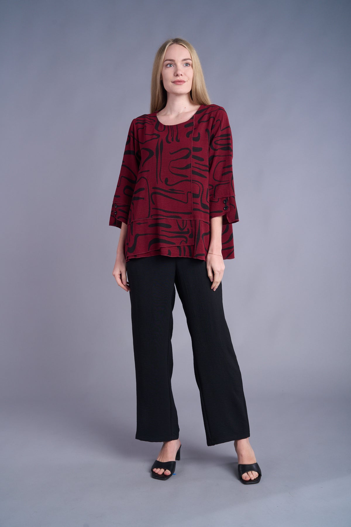 TWO TONE AIRFLOW TUNIC-WINE-SHANA