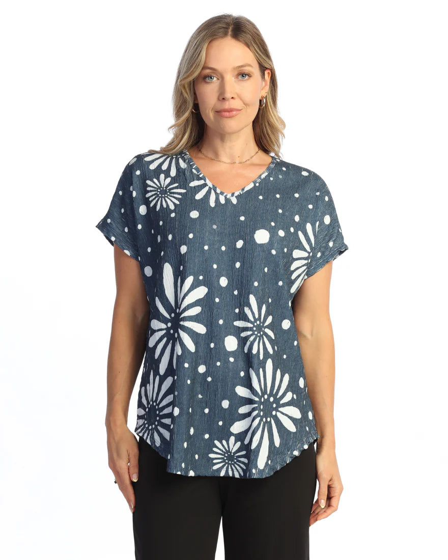 EVANGELINE CRINKLE V-NECK TOP-JESS AND JANE
