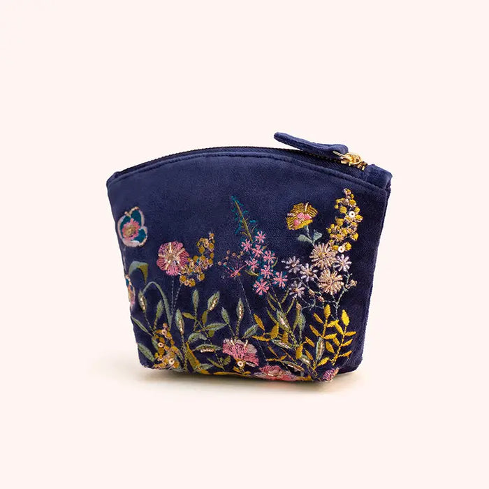 FLORAL HEDGEROW VELVET MINI POUCH-POWDER