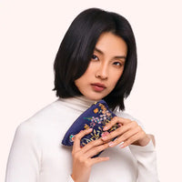 FLORAL HEDGEROW VELVET MINI POUCH-POWDER