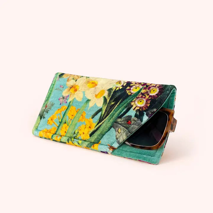 SPRING FLORA VELVET SUNGLASS POUCH-POWDER