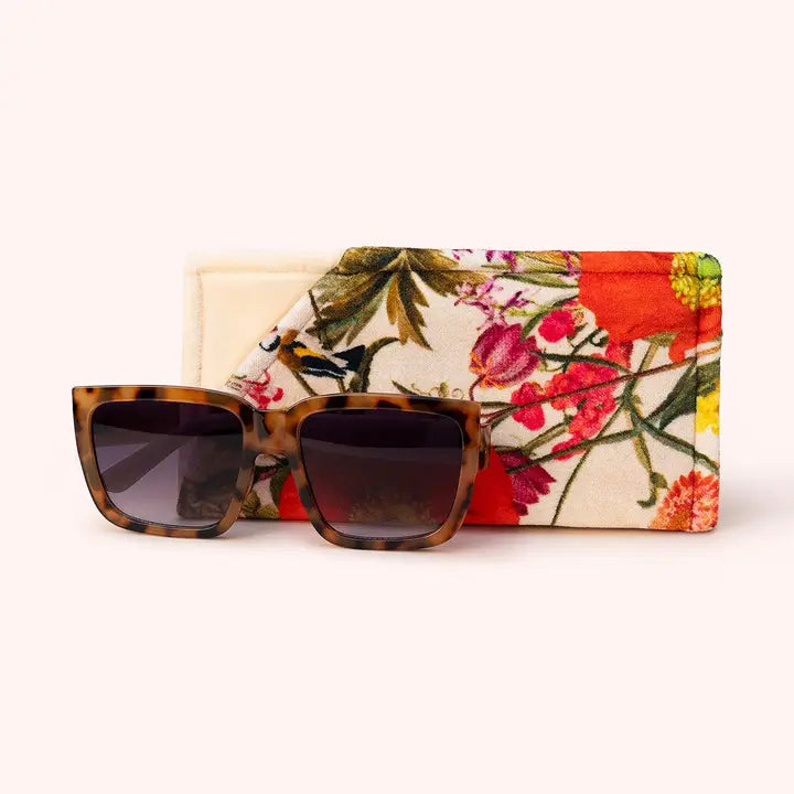 FINE FLOWERS VELVET SUNGLASS POUCH-CREAM-POWDER