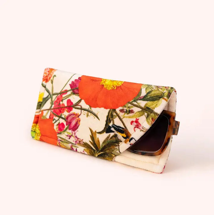 FINE FLOWERS VELVET SUNGLASS POUCH-CREAM-POWDER