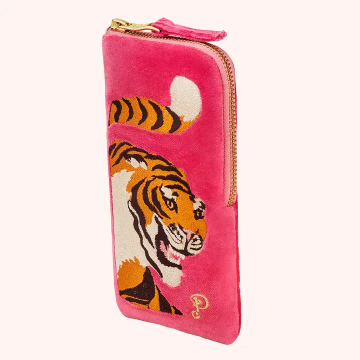 THRILL OF THE TIGER VELVET SUNGLASS CASE-POWDER