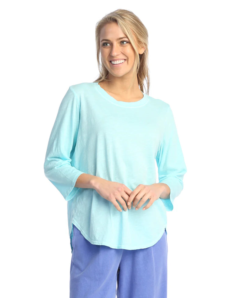 CREW NECK 3/4 SLEEVE TEE-ANTIGUA SAND-WEEKEND BY JESS AND JANE