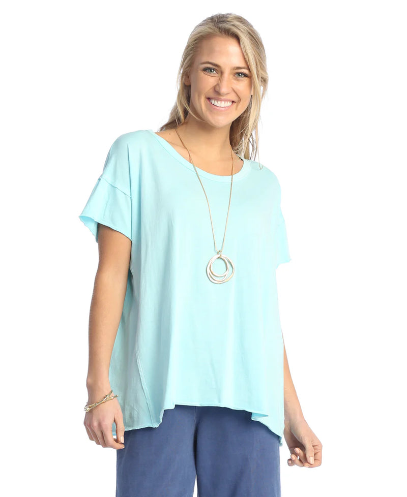 JERSEY ROUND NECK W/BACK PLEAT-ANTIGUA SAND-WEEKEND BY JESS AND JANE