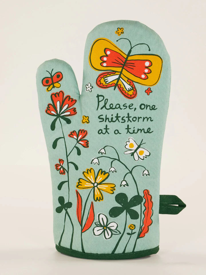 PLEASE, ONE SHITSTORM OVEN MITT-BLUE Q