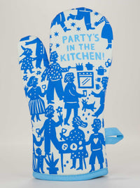 PARTY IN THE KITCHEN OVEN MITT-BLUE Q