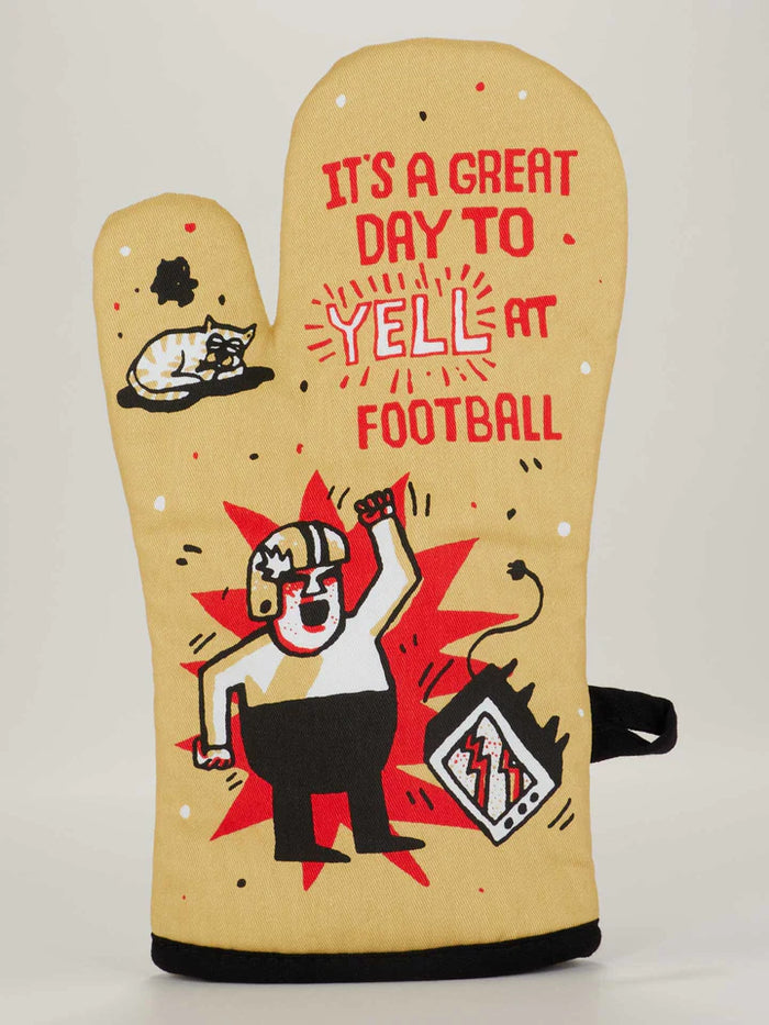 YELL AT FOOTBALL OVEN MITT-BLUE Q