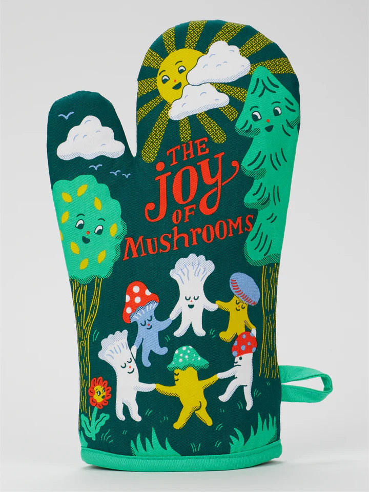 JOY OF MUSHROOMS OVEN MITT-BLUE Q