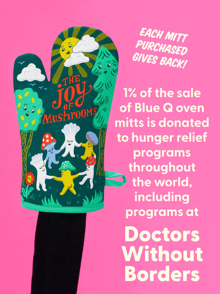 JOY OF MUSHROOMS OVEN MITT-BLUE Q
