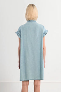 COTTON SMOCKED DENIM DRESS-MOLLY BRACKEN