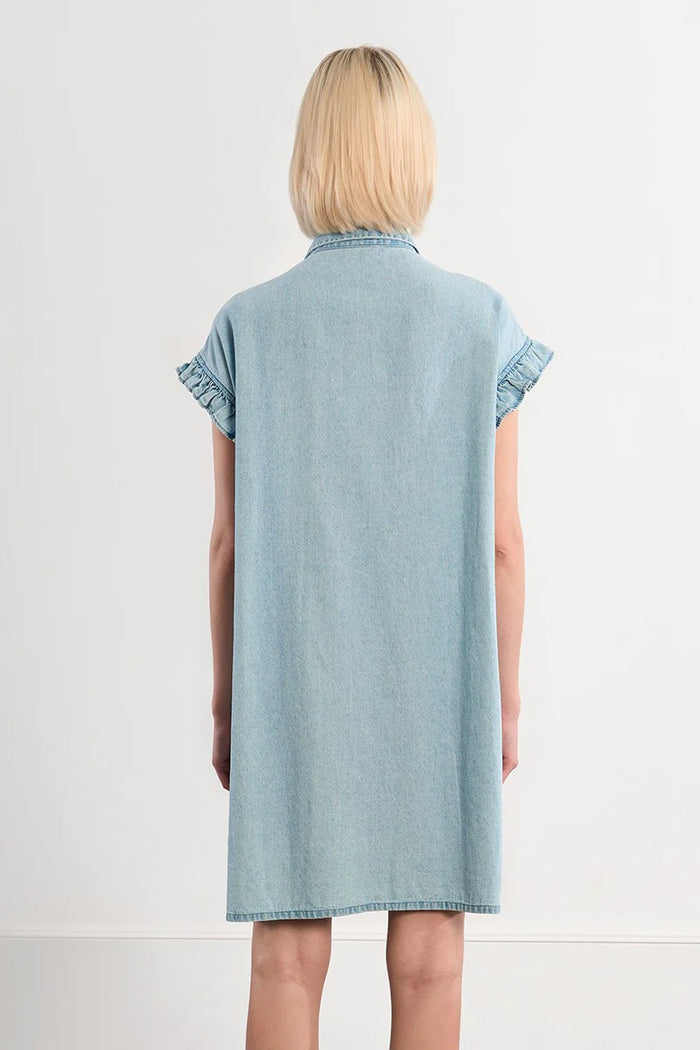 COTTON SMOCKED DENIM DRESS-MOLLY BRACKEN