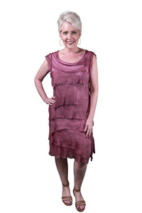MARIANA SILK RUFFLE DRESS-ONE SIZE-TEES BY TINA