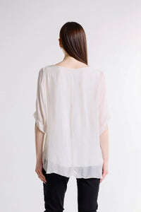 ADRIANA SILK DOUBLE RAW EDGE TOP-ONE SIZE-TEES BY TINA
