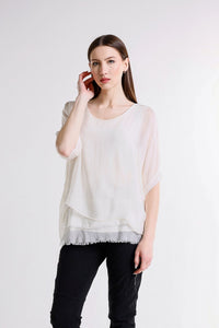 ADRIANA SILK DOUBLE RAW EDGE TOP-ONE SIZE-TEES BY TINA