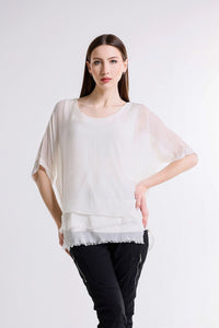 ADRIANA SILK DOUBLE RAW EDGE TOP-ONE SIZE-TEES BY TINA