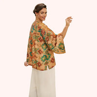 WARM CREAM IKAT KIMONO JACKET-POWDER