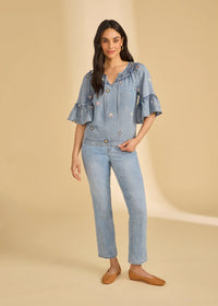 RUFFLE DENIM BLOUSE-FDJ FRENCH DRESSING