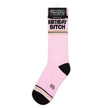 BIRTHDAY BITCH CREW SOCKS-GUMBALL POODLE