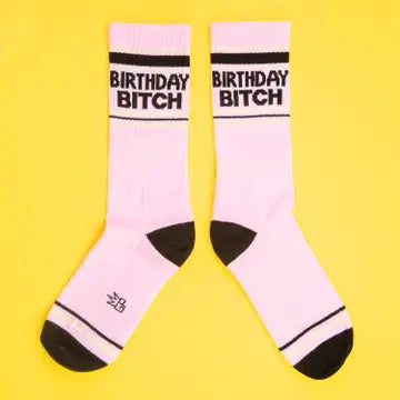 BIRTHDAY BITCH CREW SOCKS-GUMBALL POODLE