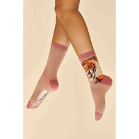 THRILL OF THE TIGER ANKLE SOCKS-DUSTY ROSE-POWDER
