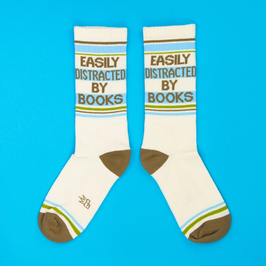 EASILY DISTRACTED BY BOOKS CREW SOCKS-GUMBALL POODLE