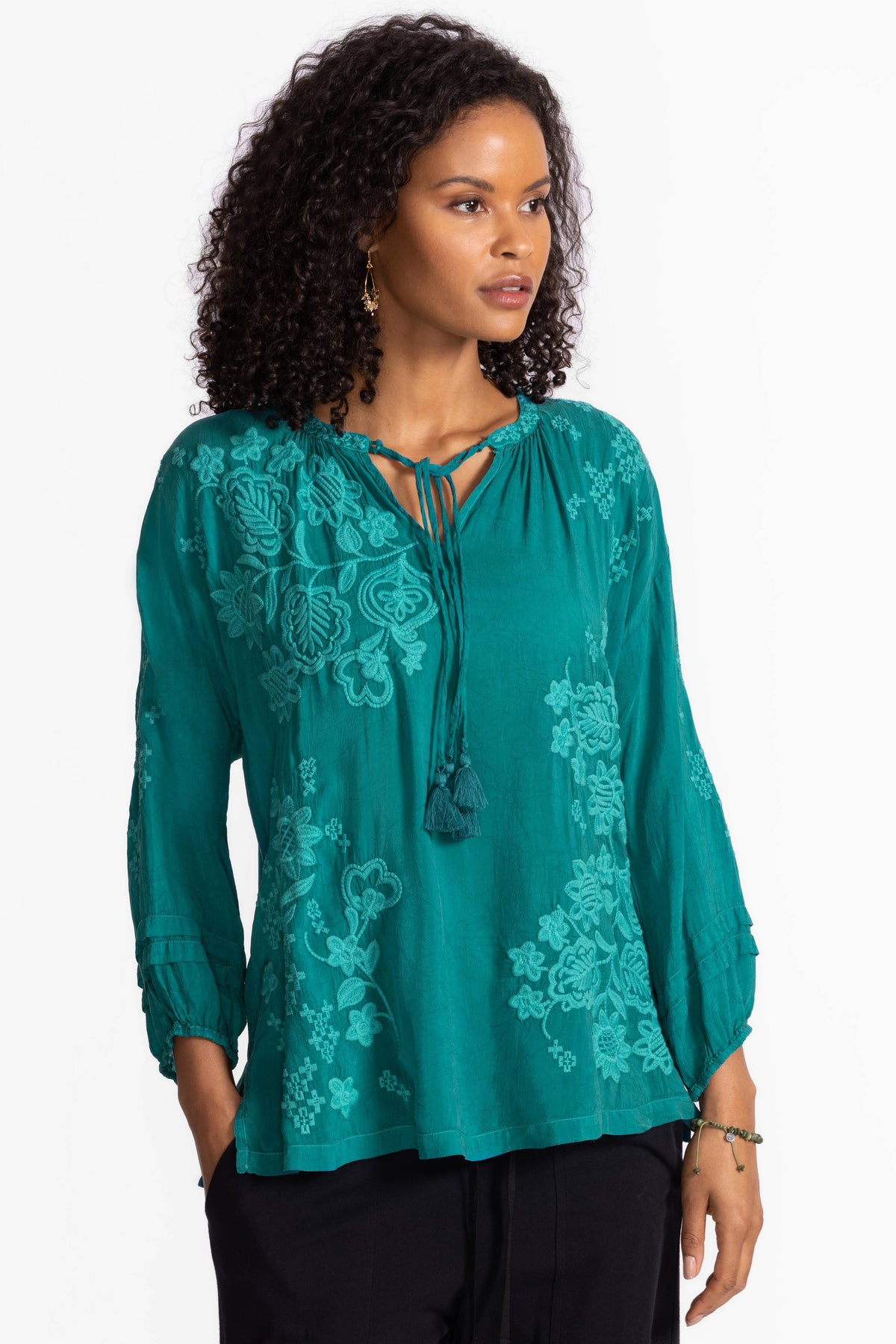 MARGOT BLOUSE-DEEP LAKE-JOHNNY WAS