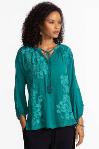 MARGOT BLOUSE-DEEP LAKE-JOHNNY WAS