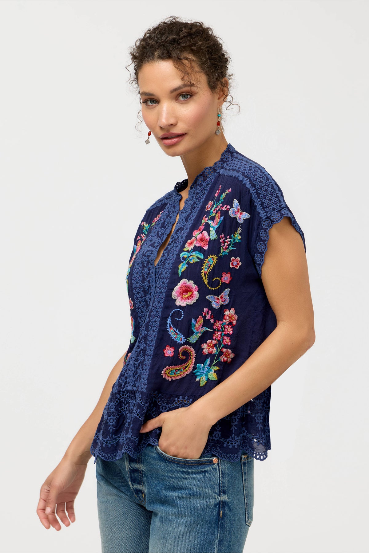 ASTRUD BLOUSE-BLUE NIGHT-JOHNNY WAS