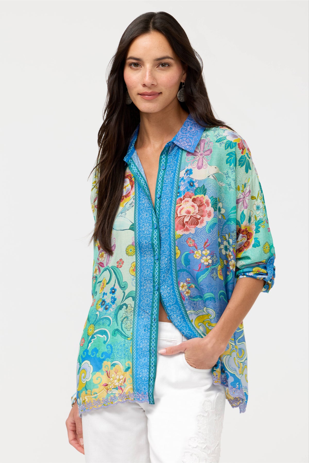 THE AUDREY BUTTON UP SHIRT-ALTAIR SCARF-JOHNNY WAS
