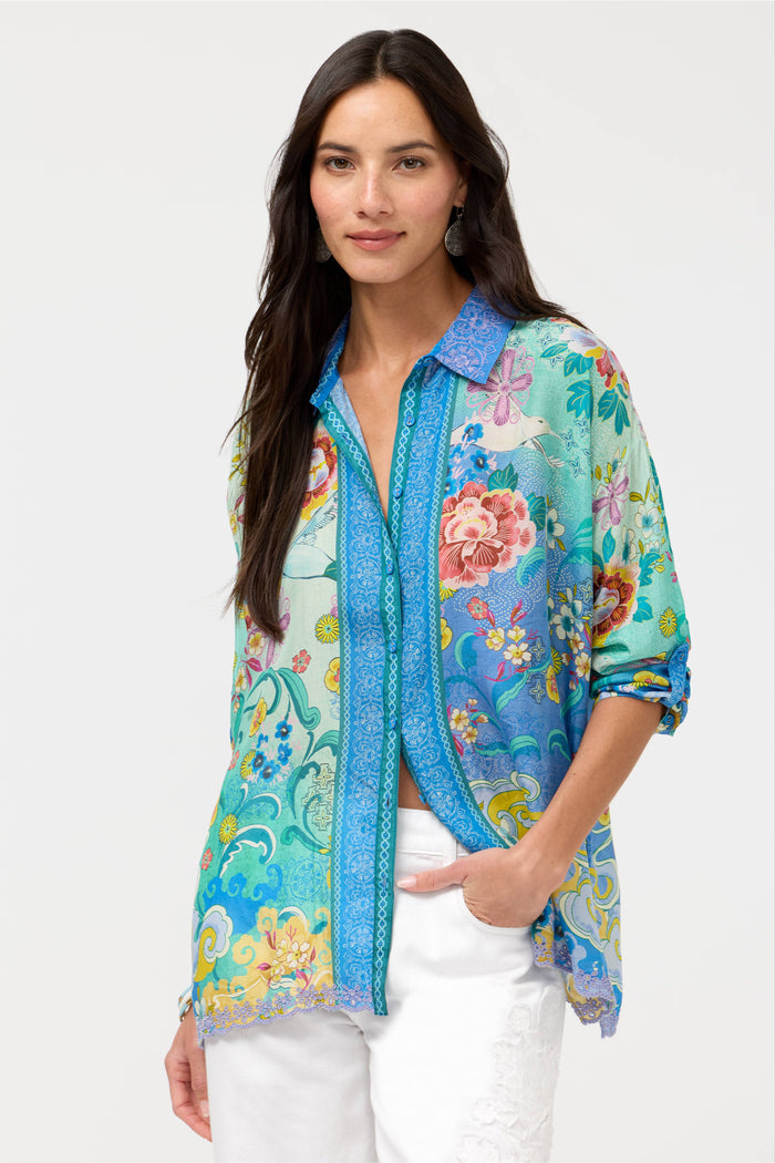 THE AUDREY BUTTON UP SHIRT-ALTAIR SCARF-JOHNNY WAS