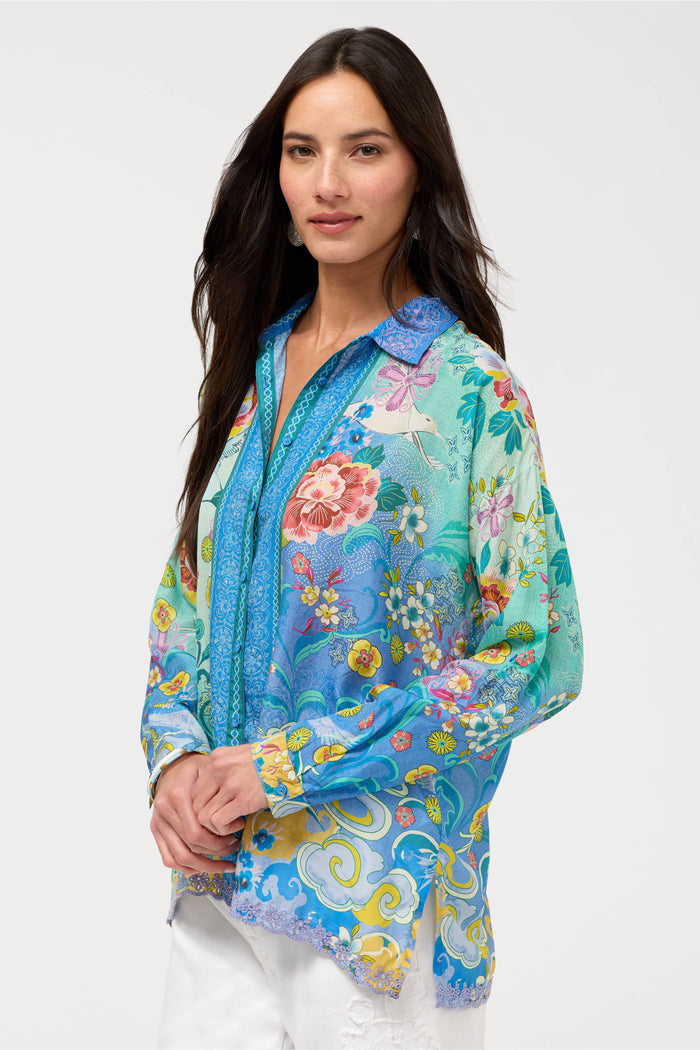 THE AUDREY BUTTON UP SHIRT-ALTAIR SCARF-JOHNNY WAS