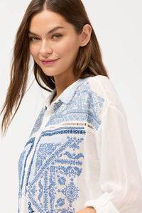 THE SLIIM AUDREY COLLARED SHIRT-BANDANA-WHITE-JOHNNY WAS
