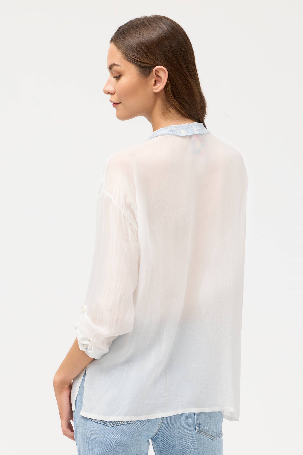 THE SLIIM AUDREY COLLARED SHIRT-BANDANA-WHITE-JOHNNY WAS
