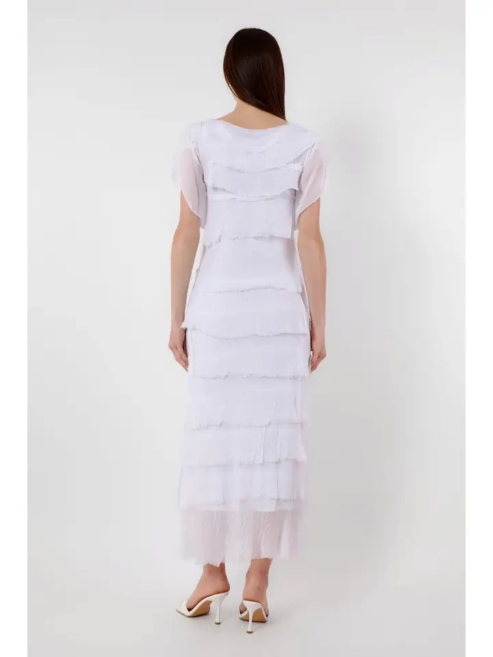 MIRIAM S/S RUFFLE DRESS-ONE SIZE-TEES BY TINA