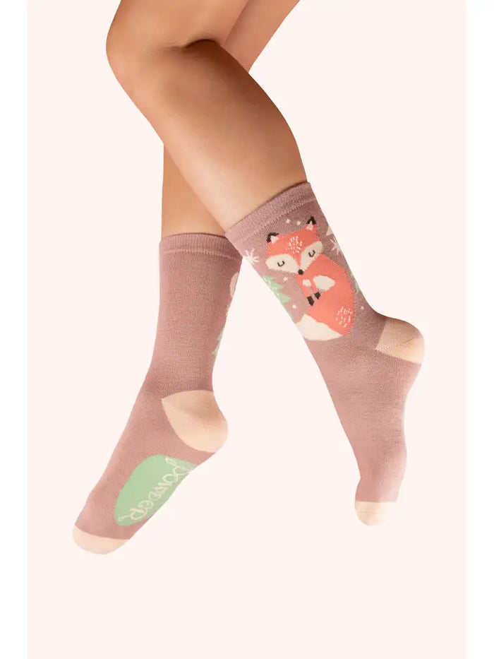 SCANDI FOX ANKLE SOCKS-MOCHA-POWDER